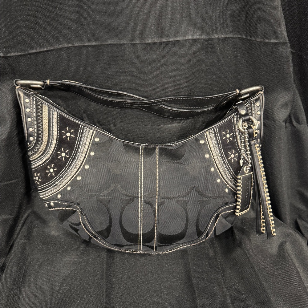 Coach Black and Silver Shoulder Bag